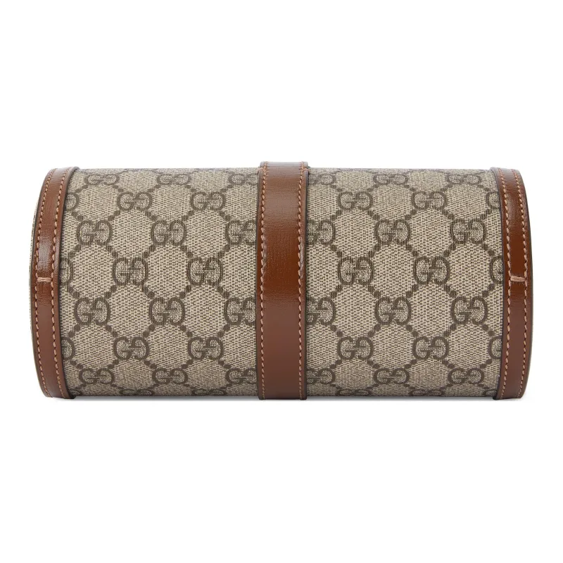GUCCI Canvas With Leather Wrist Watch Box Storage Bag Men's Beige & Ebony-3