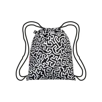 Loqi Designer Haring Kase Collaboration Polyester Foldable Handheld Backpack Regular Unisex Andy Mouse & Labyrinth
