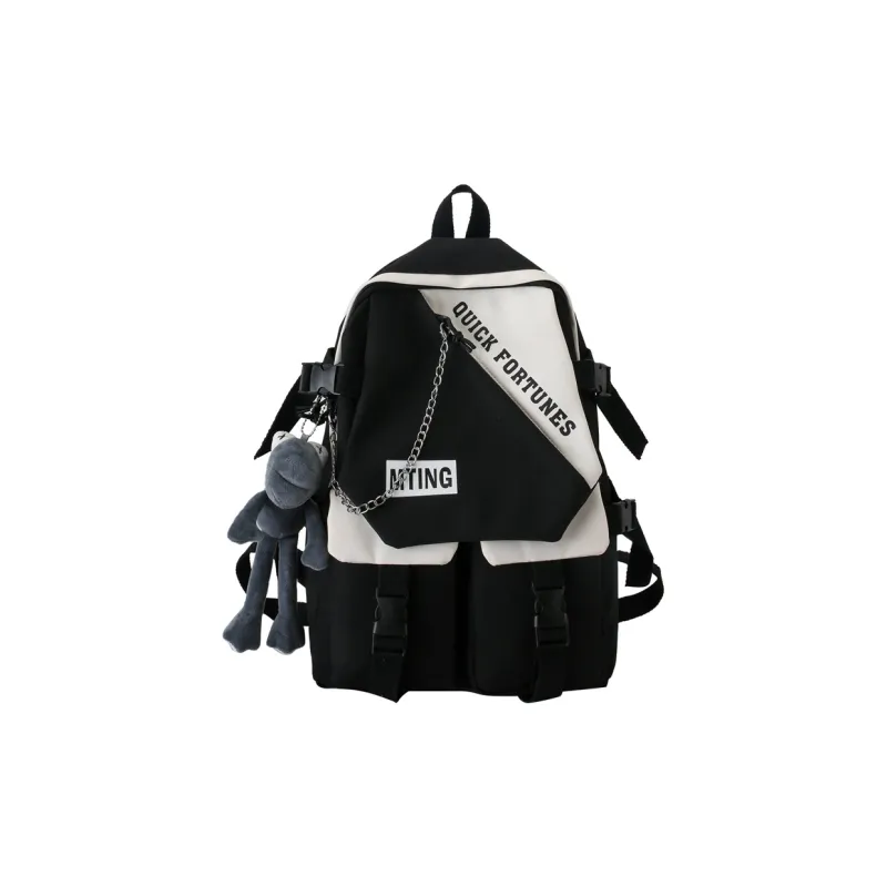 Deli Bear Nylon Fabric Backpack Regular Unisex Cyan/Blue/Gray/Black-18