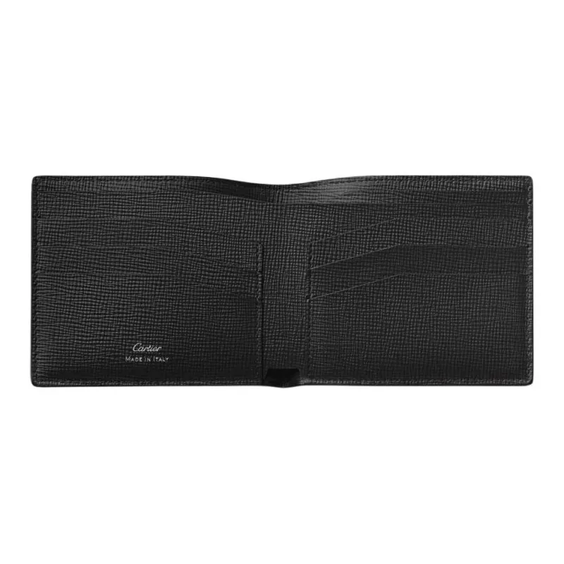 CARTIER Textured Calfskin Card Holder Wallet Women's Black-2