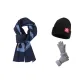 Blue Scarf+Light Gray Glove+Hats & Caps