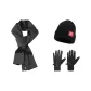 Dark Gray Scarf+Black Glove+Hats & Caps