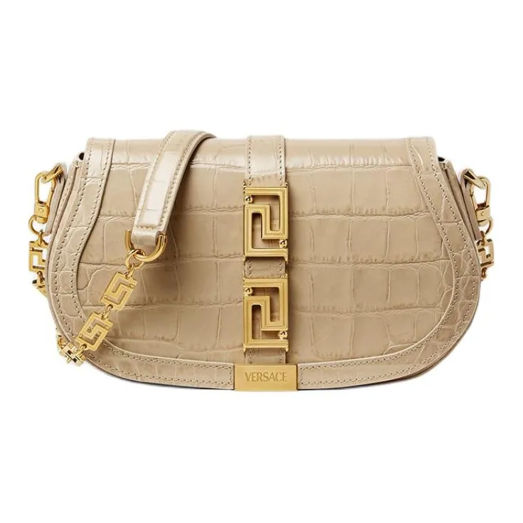 VERSACE Greca Goddess Cow Leather Crossbody Bag Shoulder Bag Women's Beige-0