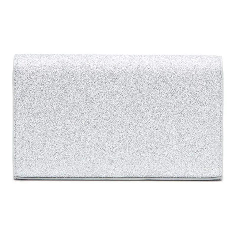DIESEL Glitter Fabric Wallet Large Size Women's Silver-3