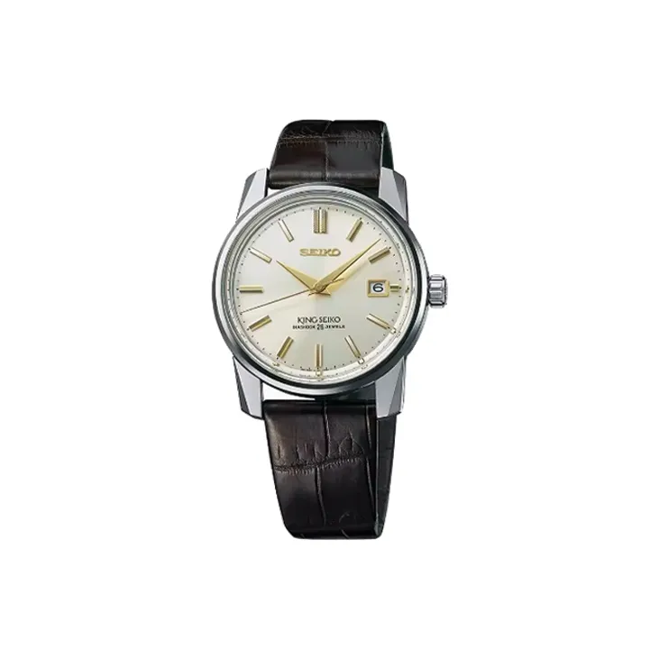 SEIKO Automatic Mechanical Movement Genuine Leather Strap Watch Men's Watches White Dial-0
