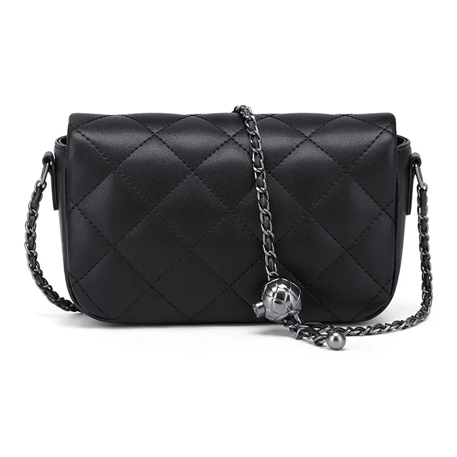 Simvay Clos Cow Leather Small Square Bag Crossbody Bag Shoulder Bag Women's Black-3
