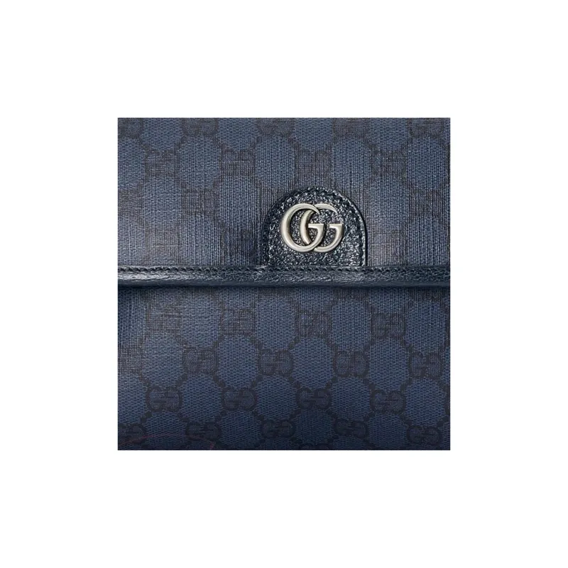 GUCCI Ophidia Canvas With Leather Sling Bag, One Shoulder, Crossbody, Fanny Pack Trumpets Men's Blue & Black-7