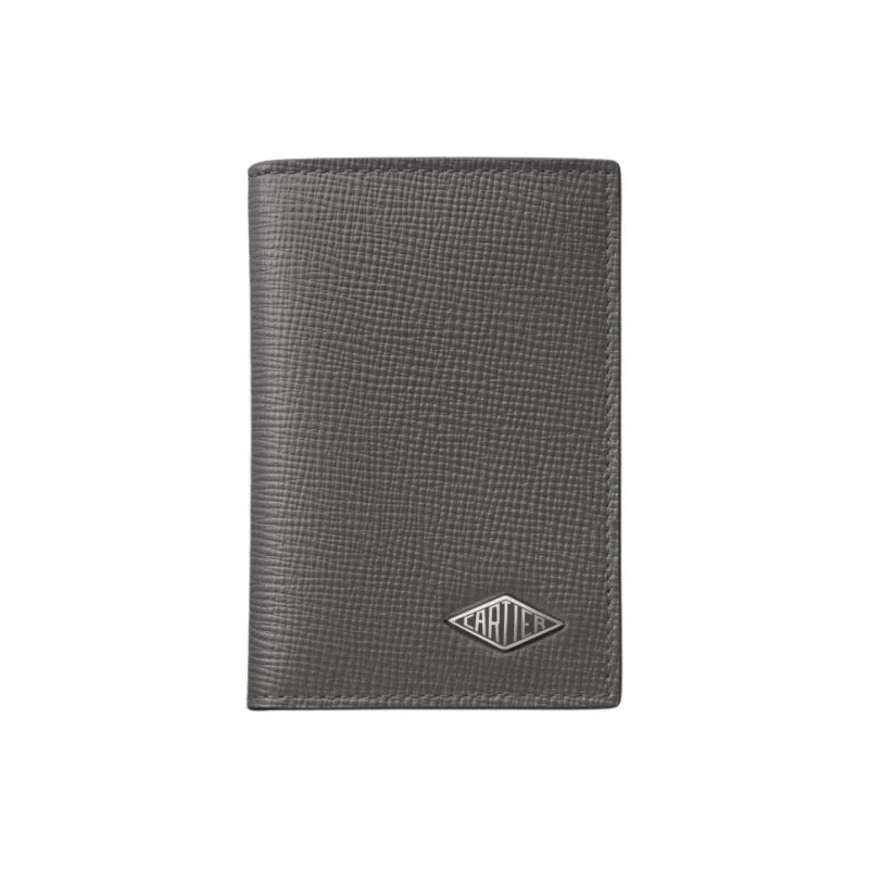 CARTIER Textured Calfskin Card Holder Women's Gray-0