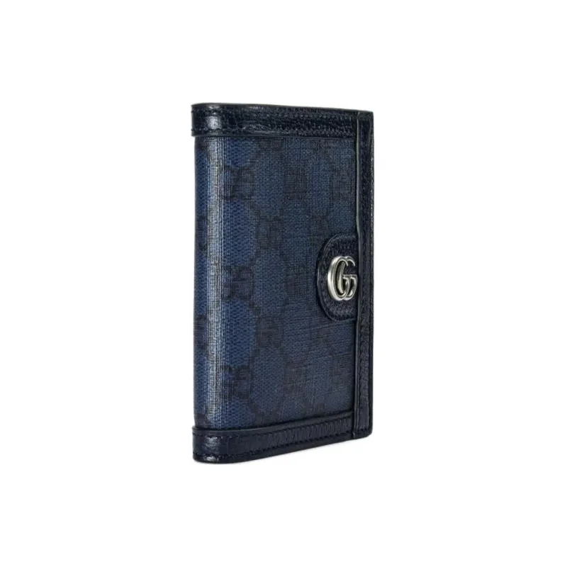 GUCCI Ophidia Canvas With Leather Card Holder Wallet Men's Dark Blue-1