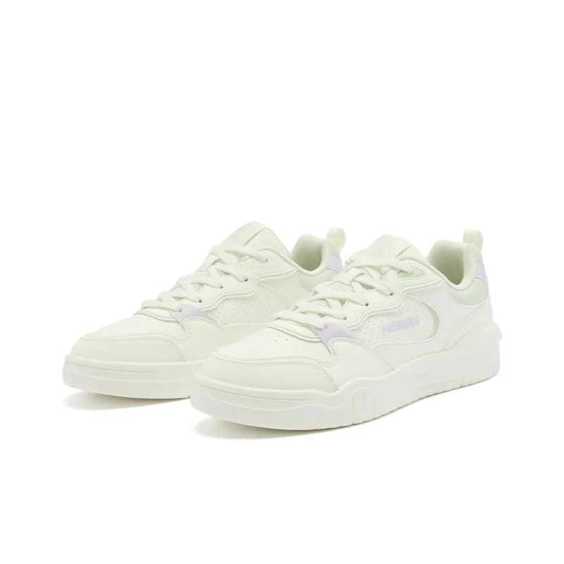 QIAODAN Wear resistant And Lightweight Low Top Skateboard Shoes Women's Ivory Celadon-2
