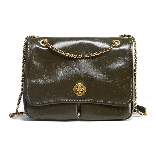 Teenmix Cow Leather Underarm Crossbody Bag, Shoulder Bag Tote Medium Size Women's Yellow Brown/Black/Olive Green-13