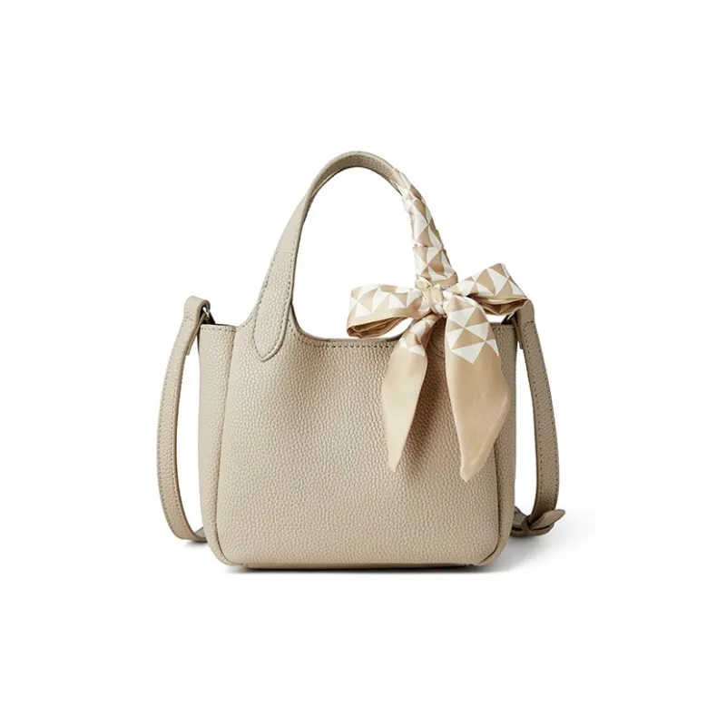 Teenmix Cow Leather Bucket Bag, Shoulder Bag, Handbag Women's Milk Tea/Yellow Brown-15