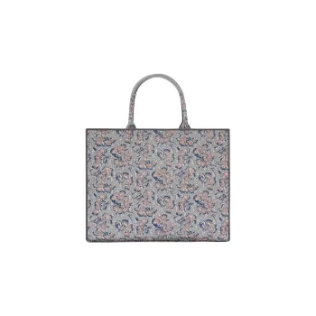 Furla Opportunity Jacquard Fabric Tote Bag, Shopping Bag, Handbag Large Size Women's Tony Silver & Blue & Multicolor