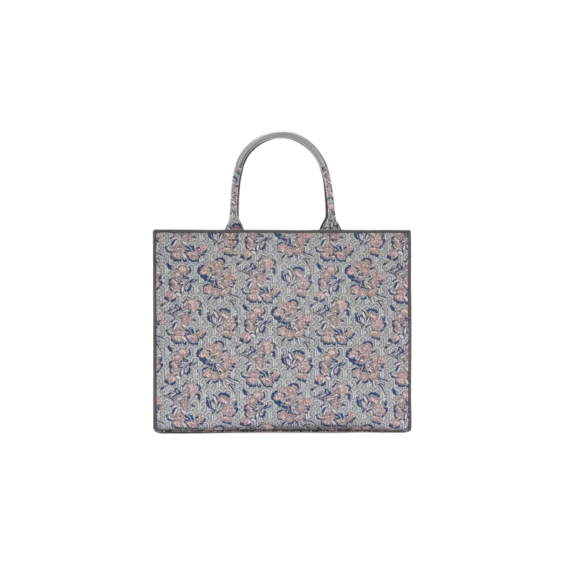 Furla Opportunity Jacquard Fabric Tote Bag, Shopping Bag, Handbag Tubas Women's Tony Silver & Blue & Multicolor-0