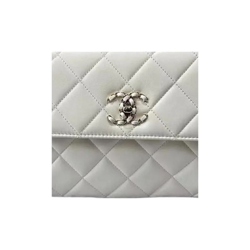CHANEL 23C Spring Trendy Cc Lambskin Flap Bag, Shoulder Bag, Crossbody Bag, Handbag Women's White-2