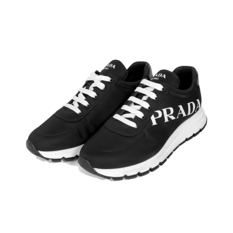PRADA Low Top Casual Shoes Women's Black White-1