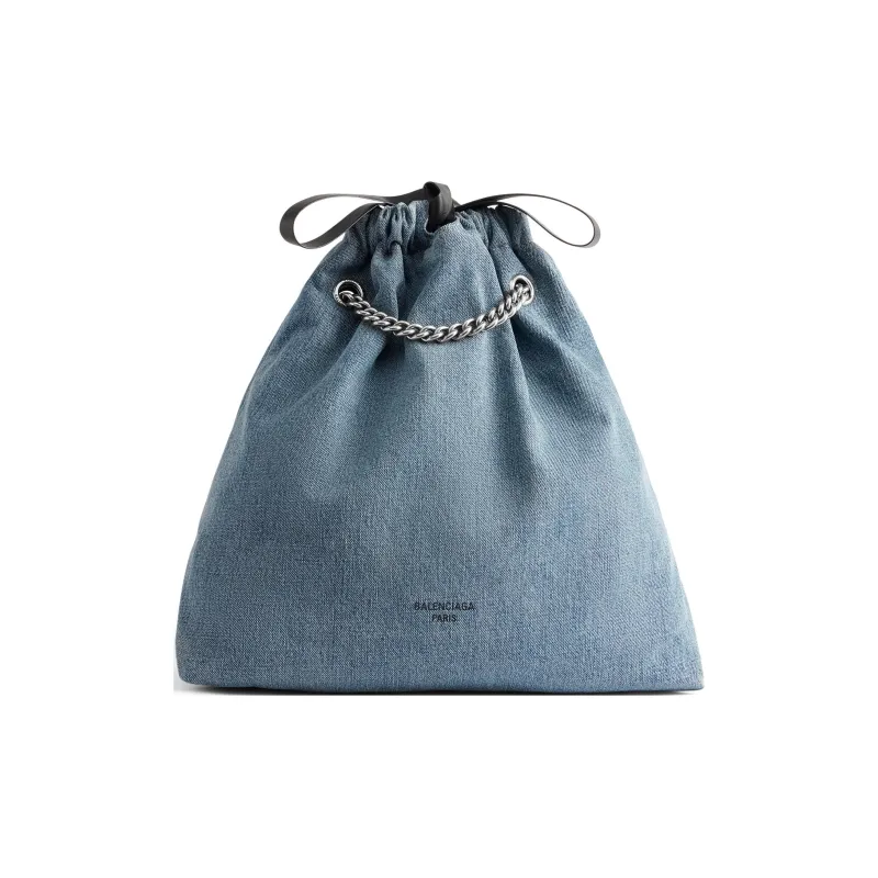 Balenciaga CRUSH Washed Denim Tote Bag Shopping Bag Handbag Shoulder Bag Women's Blue-1