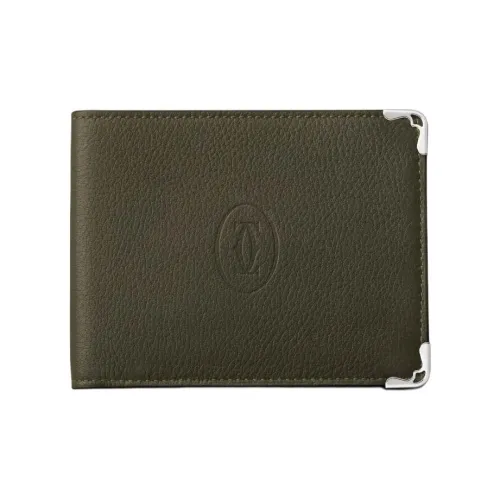 CARTIER Must De Cartier Calfskin Wallet Women's Khaki Green