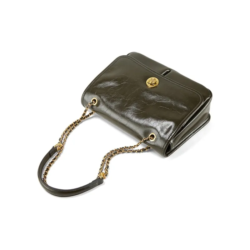 Teenmix Cow Leather Underarm Crossbody Bag, Shoulder Bag Tote Medium Size Women's Yellow Brown/Black/Olive Green-15