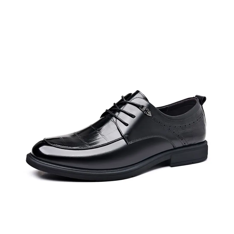 GZZ Dress Shoes Men Low Top Black-1