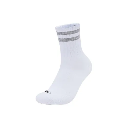QIAODAN Mid-Calf Socks Unisex 1 Pack Jordan White