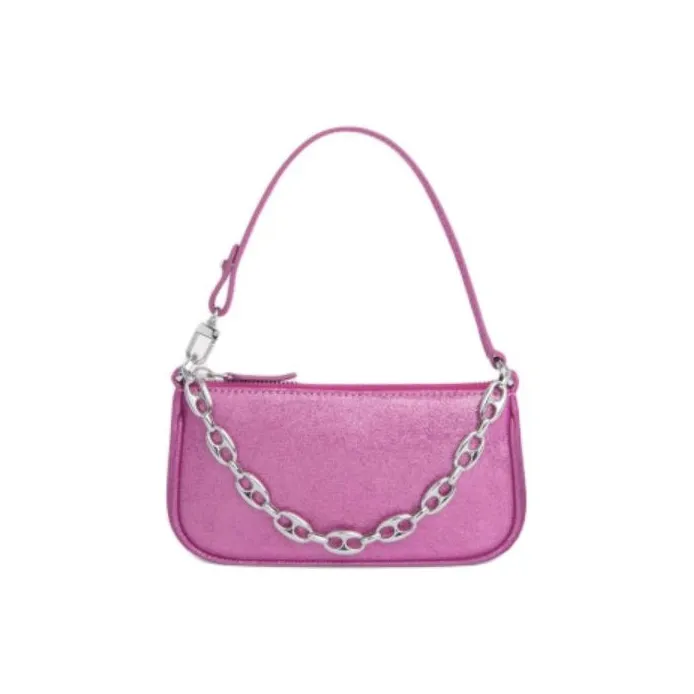 By Far Mini Rachel Cow Leather Handbag Shoulder Bag Women's Fuchsia-0