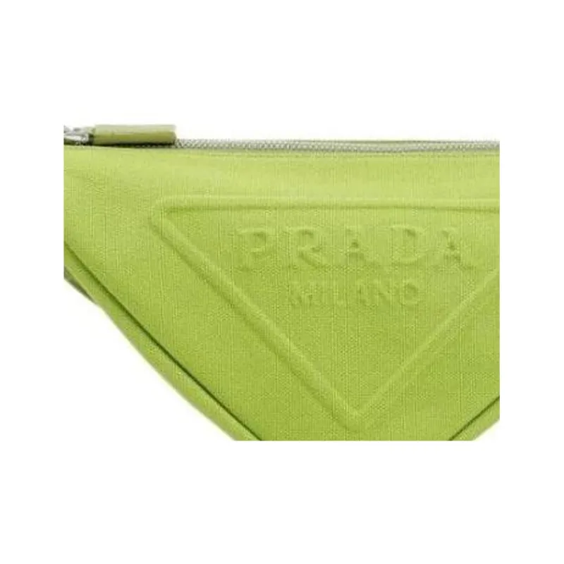 PRADA Cotton Triangle Bag Clutch Men's Feather Green-3