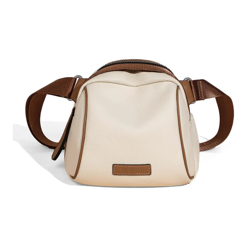 COMELY Cow Leather With Synthetic Leather Dome Bag, Crossbody Bag, Shoulder Bag Regular Women's Ecru-1