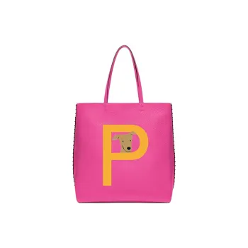 Valentino GARAVANI ROCKSTUD Grained Calfskin Tote Bag Shopping Bag Shoulder Bag Handbag Women's Fuchsia With Sunflower