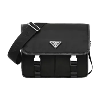 PRADA Saffiano Re Nylon Recycled Nylon And Leather Messenger Bag, Crossbody Bag, Shoulder Bag Men's Black