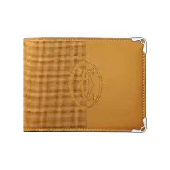 CARTIER Must De Cartier Calfskin Wallet Women's Brown Yellow