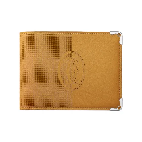 CARTIER Must De Cartier Calfskin Wallet Women's Brown Yellow