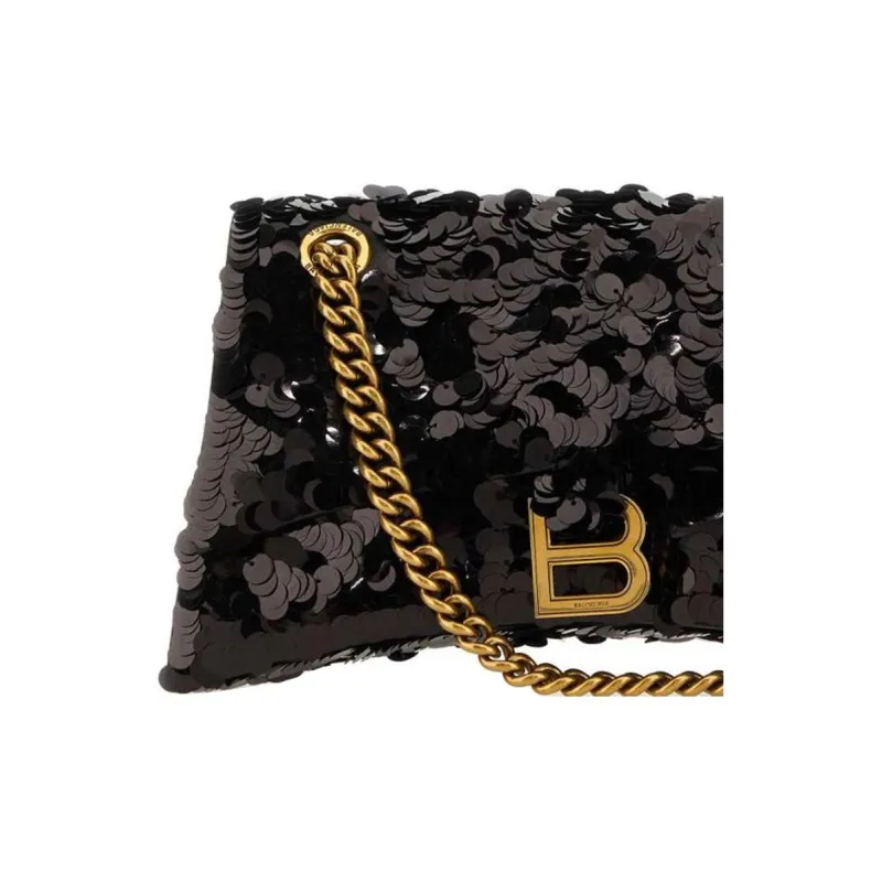 Balenciaga Crush Small Sequin Embellished Shoulder Bag-4