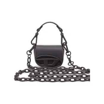 DIESEL Cow Leather Shoulder Bag, Crossbody Bag, Handbag Small Size Women's Black