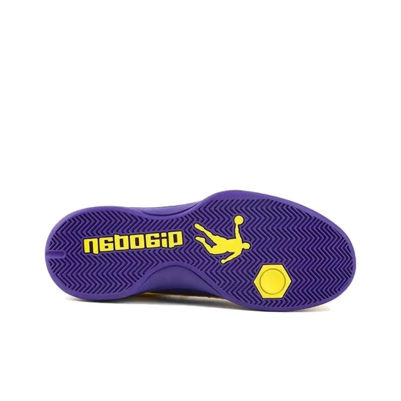 QIAODAN Shock Absorbers High Top Basketball Shoes Men's Purple Yellow-3