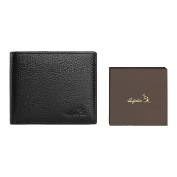 AUGTARLION Cow Leather Lightweight Foldable Money Clip Men's Black