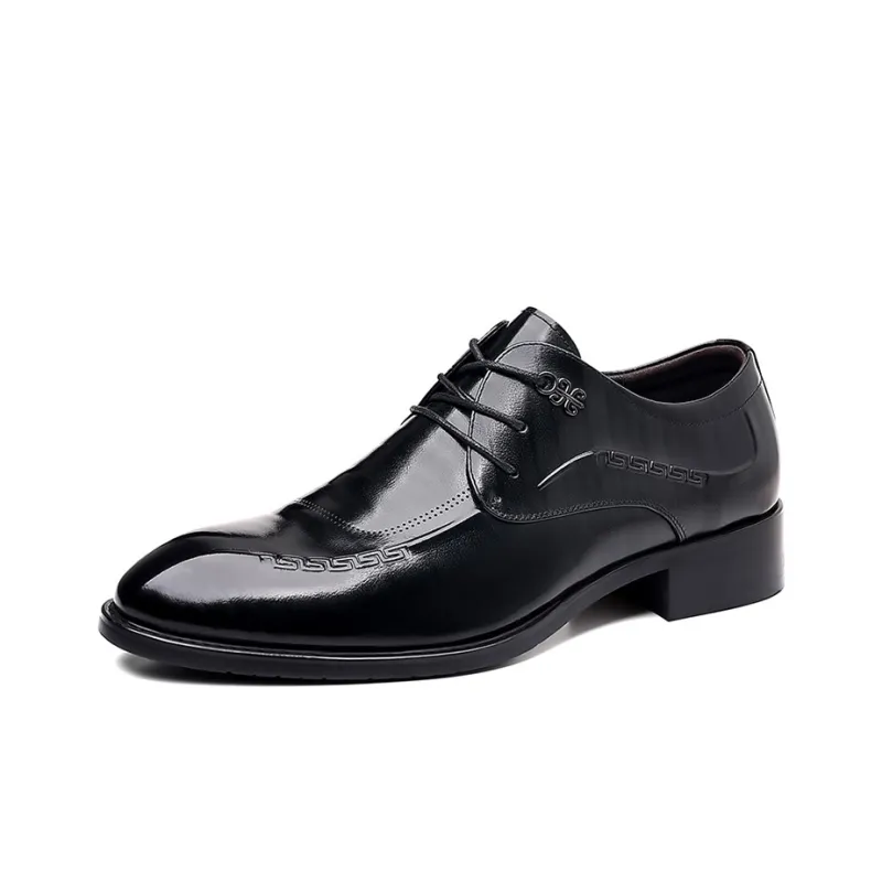 GZZ Dress Shoes Men Low Top Black-0