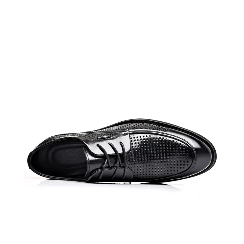 GZZ Dress Shoes Men Low Top Black-2