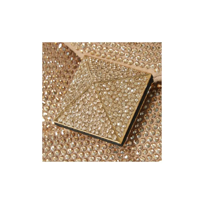 Valentino Crystal Setting Clutches Shoulder Bags Women's Rose Gold-2