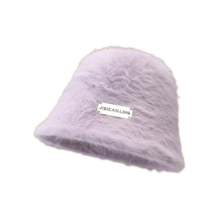 EEEENO Imitation Rabbit Fur Blend Bucket Hats Women's-21