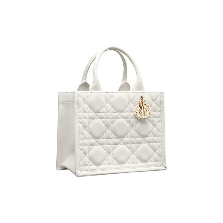 DIOR BookTote Cow Leather Tote Bag, Shopping Bag, Crossbody Bag, One Shoulder Handbag Trumpets Women's Milk White-1
