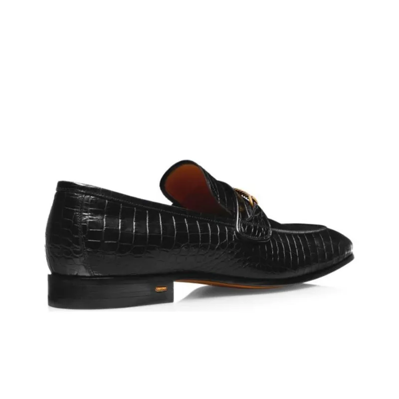 TOM FORD Crocodile-effect Leather Loafers-3