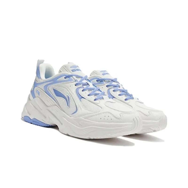 LiNing Cushioning Anti Slip And Wear Resistant Low Top Running Shoes Women's White Blue-3