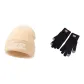 Beige Hats & Caps+Black Gloves
