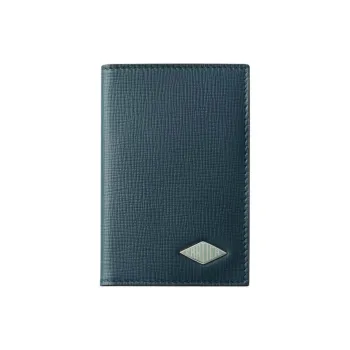 CARTIER Calfskin Card Clip Card Holder Women's Blue