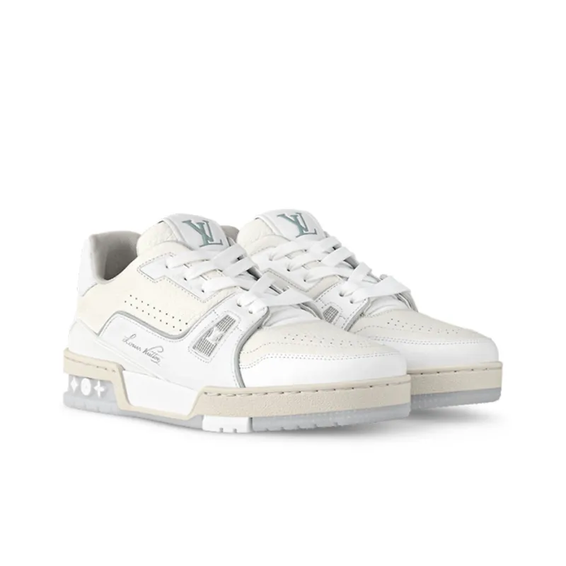 LOUIS VUITTON Trainer Cream White Grey Signature Women's-1