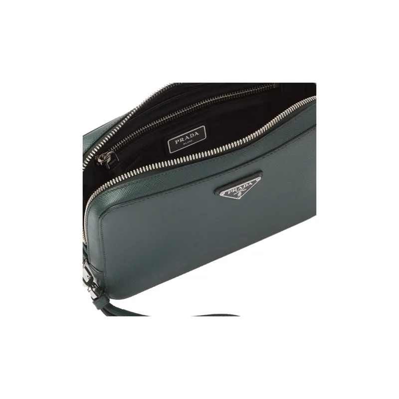 PRADA Saffiano Leather Clutch Men's Emerald Green-3