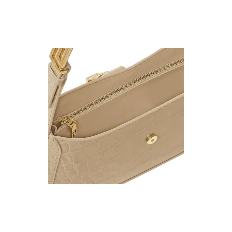 VERSACE Greca Goddess Cow Leather Vagabond Bag Handbag Shoulder Bag Women's Beige-4