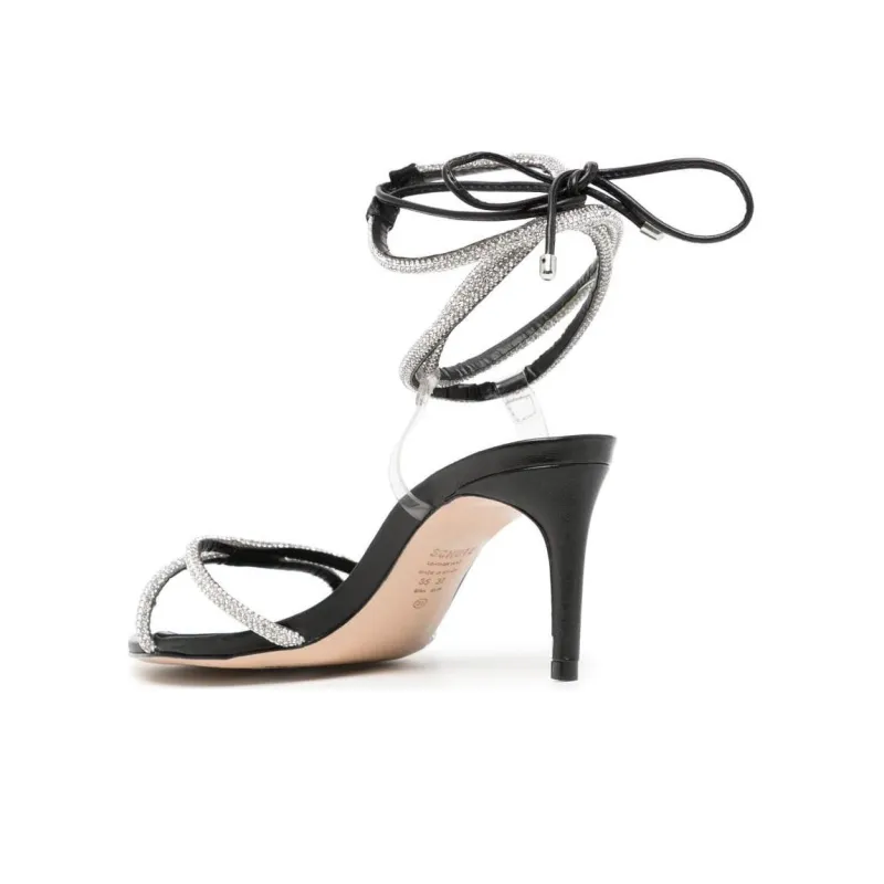Schutz Strap Sandals Women's Black Silver-3