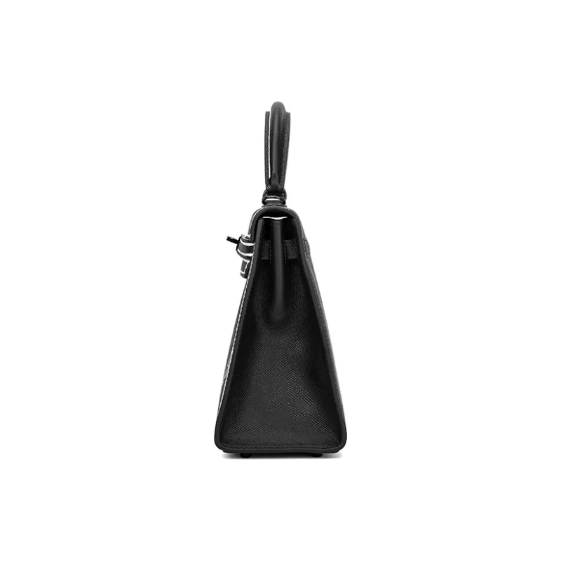 HXXXXS Cow Leather Shoulder Bag, Crossbody Bag, Handbag Medium Size Women's Black-3